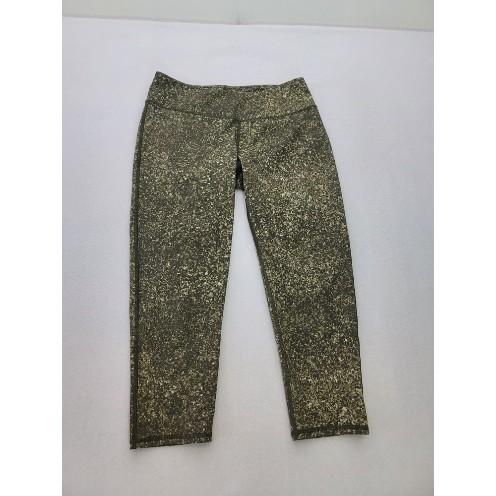 Hylete Capri Leggings Womens M Green Geometric‎ Yoga Gym